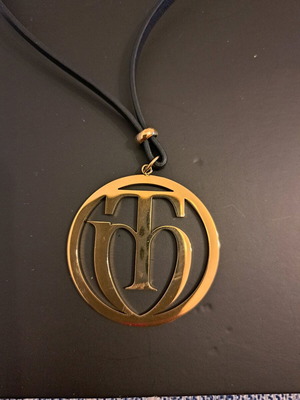 Toi & Moi necklace made of steel and leather new, gold color