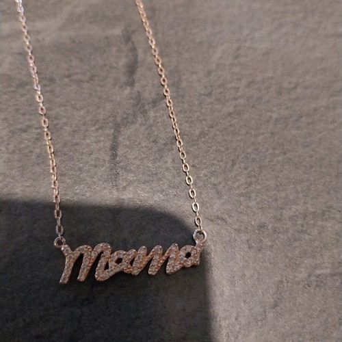 Mama 925 necklace used in rose gold with zircons