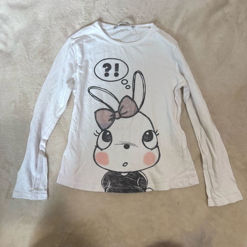 Girls Longsleeve Terranova Shirt used, size 6-7 years 116-122cm, white
