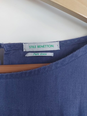 Linen blouse United Colors of Benetton used, blue purple, size M