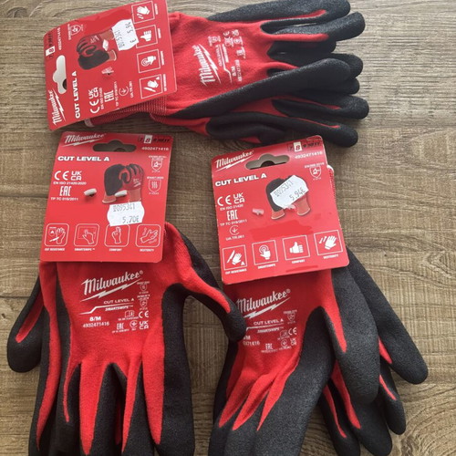 Milwaukee Cut Level A Work Gloves, pack of 3, size 8