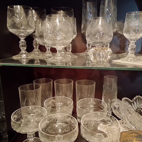 Vintage carved Czech crystal set of 41 pieces, like new