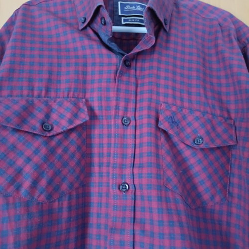 Berto Lucci checked shirt used, medium size, red-blue