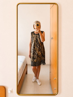 Giulia Galanti Layered Back Dress olive print size L like new