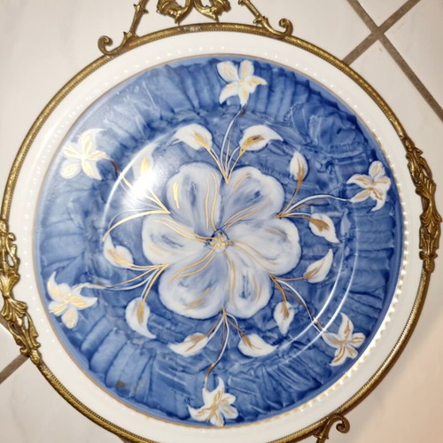 Porcelain decorative plate FÜRSTENBERG hand-painted like new with bronze details