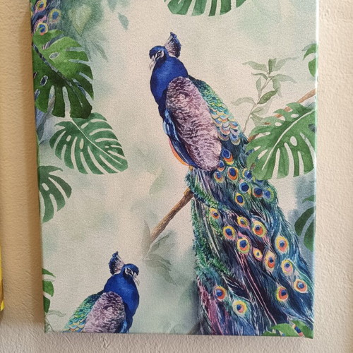 Decorative canvas painting with peacocks used, 40×30 cm