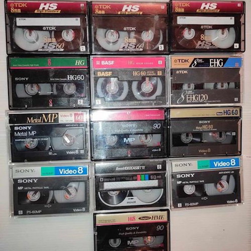 Video 8 cassettes used, pack of 13 pieces