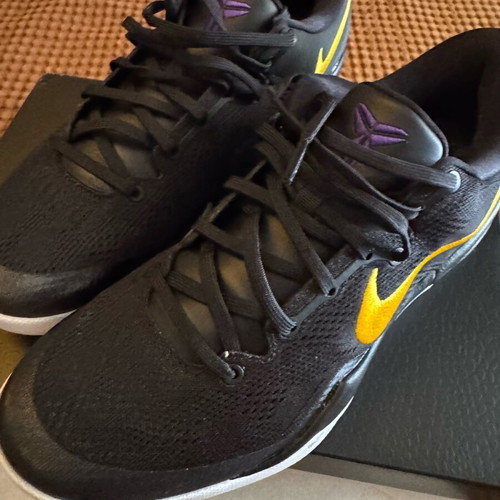 Nike Kobe VIII Protro Lakers Away athletic shoes new, size 44.5, black