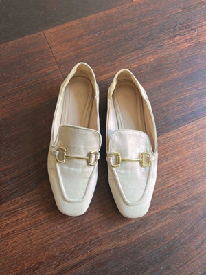 H&M Beige Suede Loafers Size 37 Used Vegan Leather
