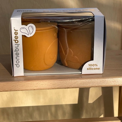 Wally Mustard Done By Deer kids cups with straw set of 2 new