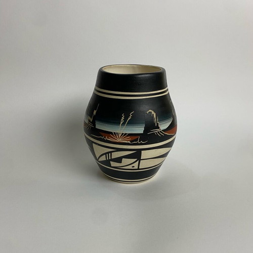 Vase with ethnic and geometric elements like new