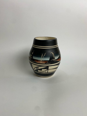 Vase with ethnic and geometric elements like new