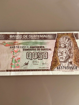Guatemala banknote 0.50 Quetzal 1998 new, uncirculated