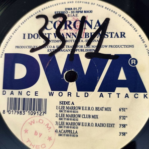 Corona I Don't Wanna Be A Star 12'' Vinyl Maxi Single used