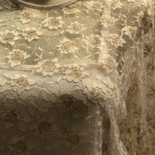 A-Style blouse with gold flowers like new, beige, sizes L-XL