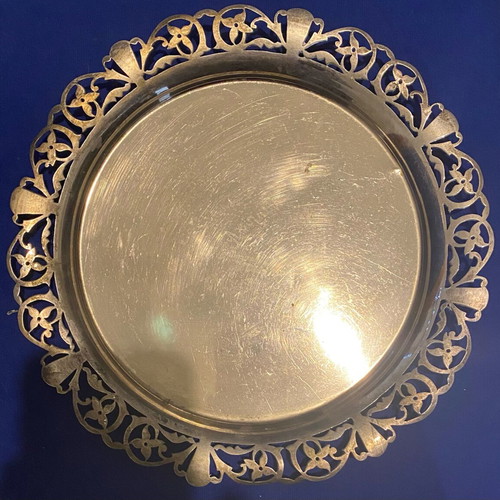 Silver-plated tray used late 19th-early 20th century with filigree border