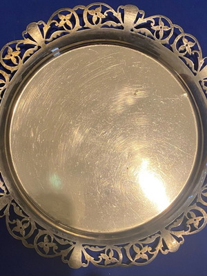 Silver-plated tray used late 19th-early 20th century with filigree border