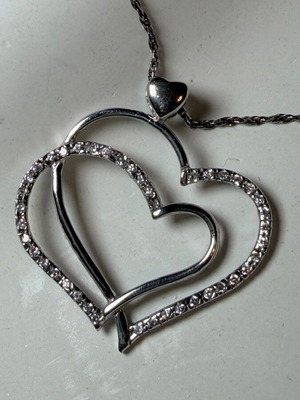 Necklace hearts silver 925 used with zircon