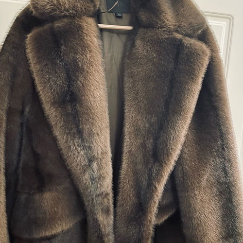 Zara oversized eco fur brown new