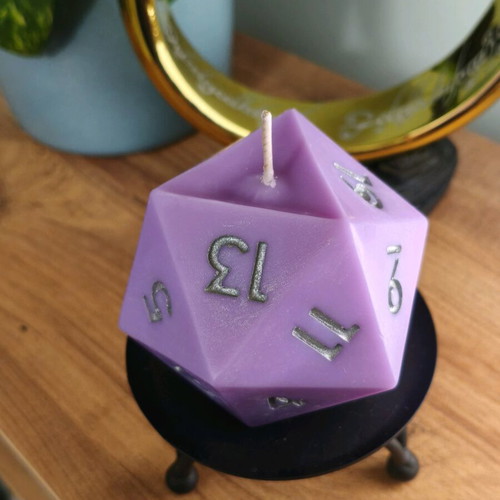 D20 Candle glow in the dark, made with 100% olive oil wax