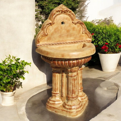Hana Garden Concrete Outdoor Fountain Beige and Brown, New