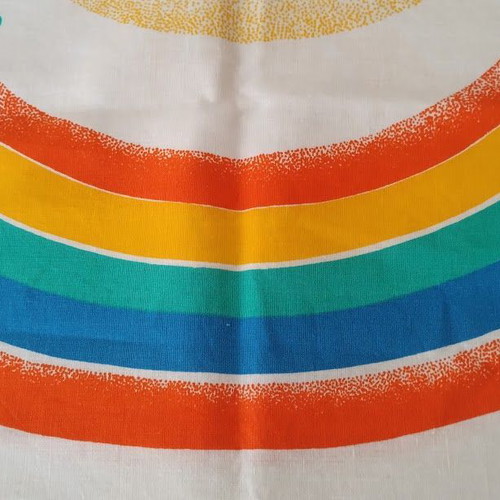 Soviet Vintage Cotton Fabric panel, unused, colorful children's design