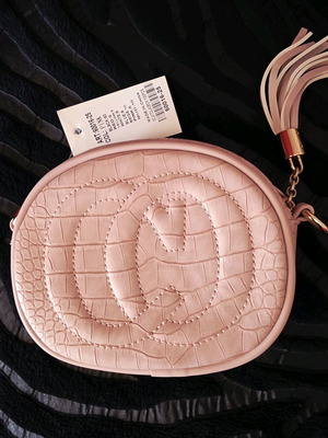 Στρόγγυλο τσαντάκι crossbody αχρησιμοποίητο, ροζ χιαστί