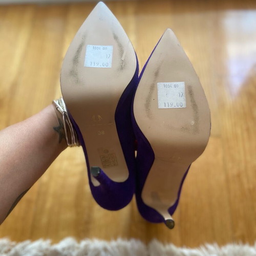 Mourtzi purple suede leather pumps new, size 38