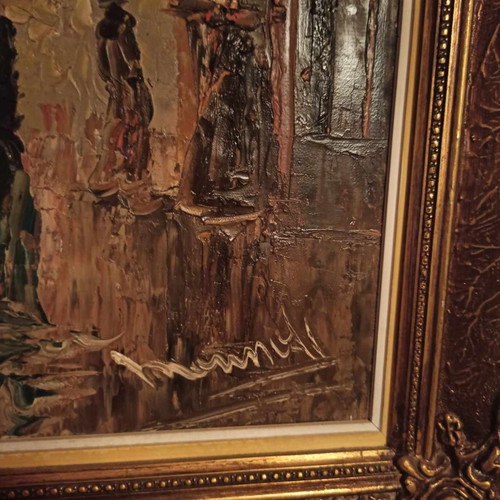 Ελαιογραφία Paris, le Moulin Rouge μεταχειρισμένη, 19ος αιώνας με ξύλινη κορνίζα