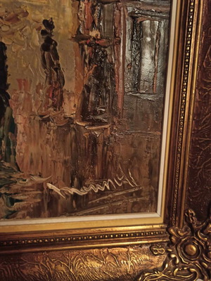Ελαιογραφία Paris, le Moulin Rouge μεταχειρισμένη, 19ος αιώνας με ξύλινη κορνίζα