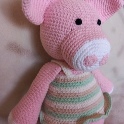Amigurumi pig large new, handmade knitted doll