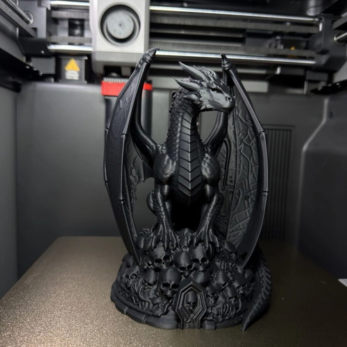 Necro Dragon decorative figure new, black with skull throne