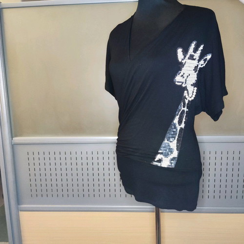 BSB long blouse used, black with sequin giraffe detail