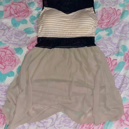 Summer dress like new, white and beige, size S