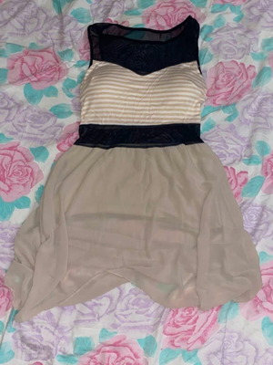 Summer dress like new, white and beige, size S