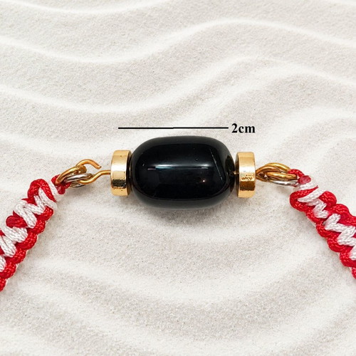 Handmade macrame martaki bracelet with onyx and hematite new, black and red