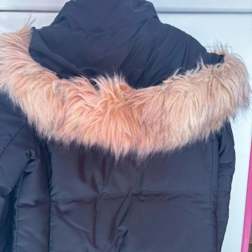 Women's black jacket like new with fur hood size M
