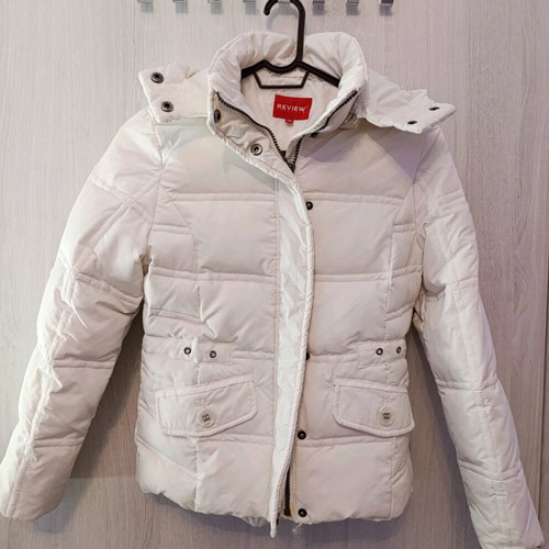 Review kids white jacket like new, size 140 cm
