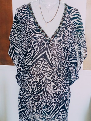 Accessorize καφτάνι φόρεμα με ζέβρα animal print, διακοσμημένο, σαν καινούργιο