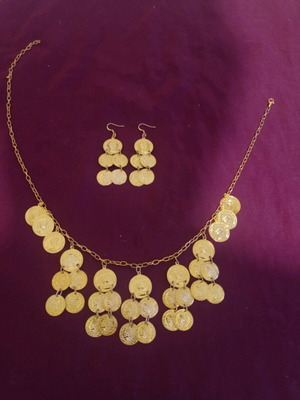 Handmade necklace and earrings set in copper-zinc alloy new