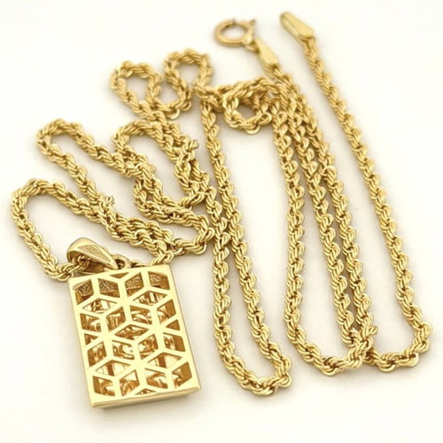 Italian 18K Gold Necklace with Pendant Amulet, 3.4g, 50cm
