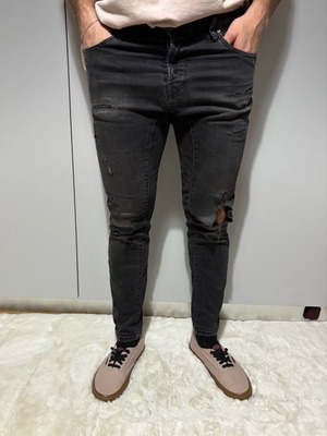 Ανδρικό τζιν Staff slim fit μέγεθος 34 μαύρο washed μεταχειρισμένο