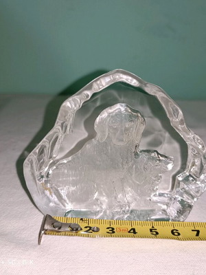 Crystal decorative with dogs 10 cm like new