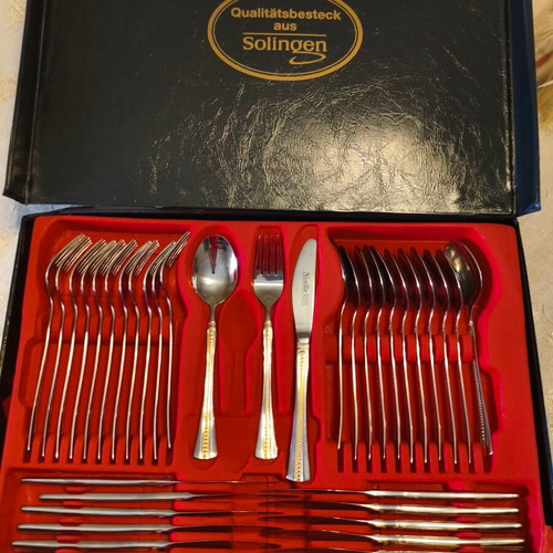 Solingen cutlery set, stainless steel, two-tone gold and silver