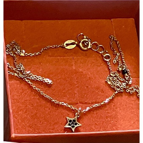 Silver necklace with rose gold plating and black zircon, like new