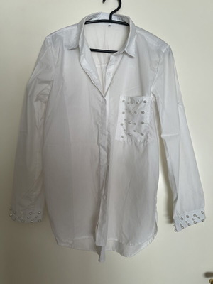 White shirt with pearls, size M