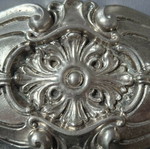 Large Italian door handle used, silver antique with embossed motifs