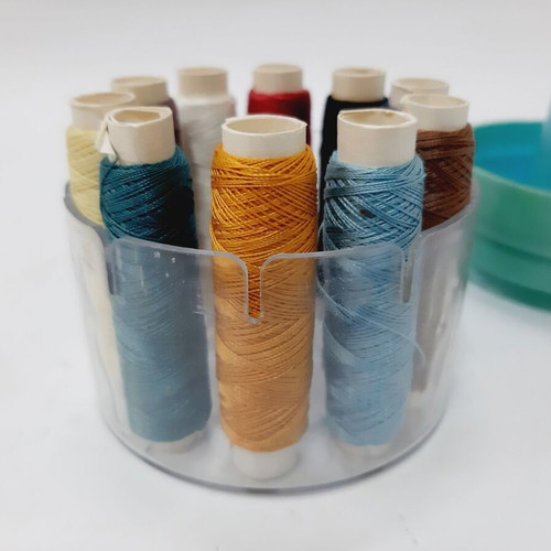 Thread set like new, 10 colors in compact box 7×6 cm