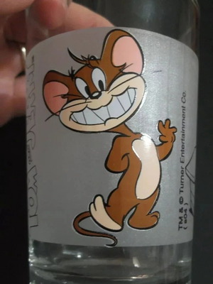 Tom & Jerry glass used, 1990s vintage, 10cm height, 0.2l