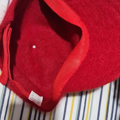 Fur hat like new, red, size S